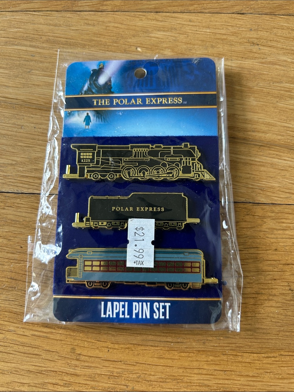 Gold & Blue Train Lapel Pin Set brand new!